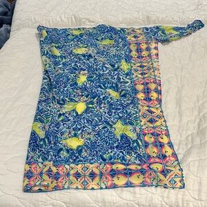 Lilly Pulitzer Blue and Yellow Lemon Bathing Suit Sarong